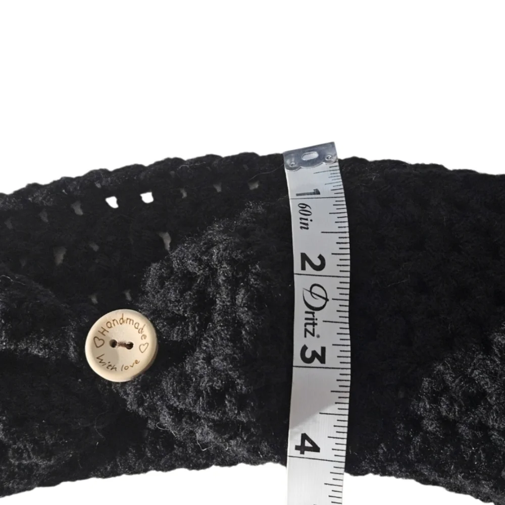 Hand Crafted 3 in 1 Hair accessory Black Crochet ear warmer Handmade headband
